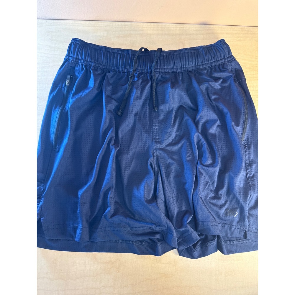 LEG3ND Mens Navy Blue Mesh Athletic Gym Shorts Zipper Pockets Size M